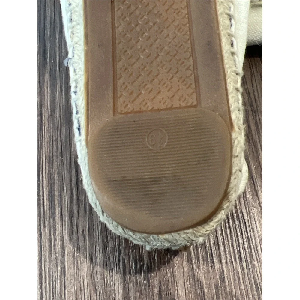 TORY BURCH ESPADRILLE BEIGE AND NAVY SHOES SIZE 6.5
